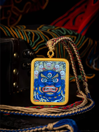 Golden Vajra Mirror Big Black Day Tangka symbolizes material wealth, blessing wealth, intellectual wealth, the power to protect wealth