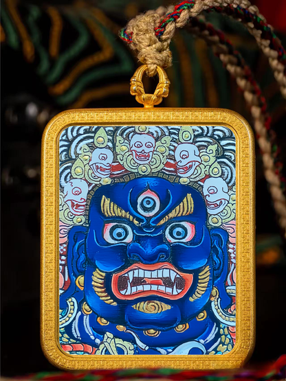 Golden Vajra Mirror Big Black Day Tangka symbolizes material wealth, blessing wealth, intellectual wealth, the power to protect wealth