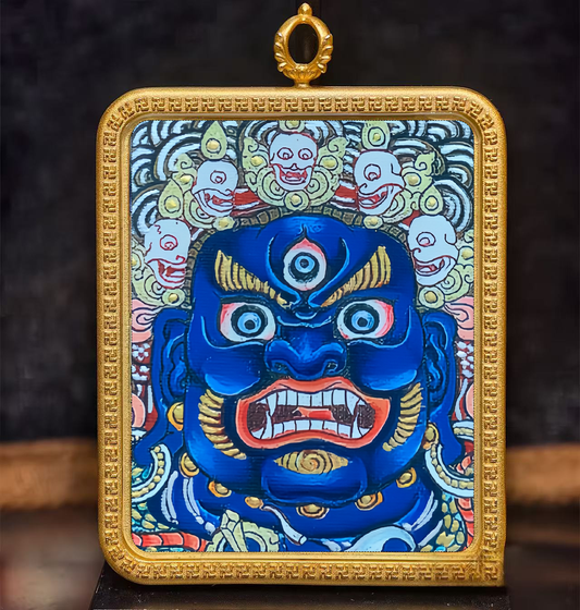 Golden Vajra Mirror Big Black Day Tangka symbolizes material wealth, blessing wealth, intellectual wealth, the power to protect wealth