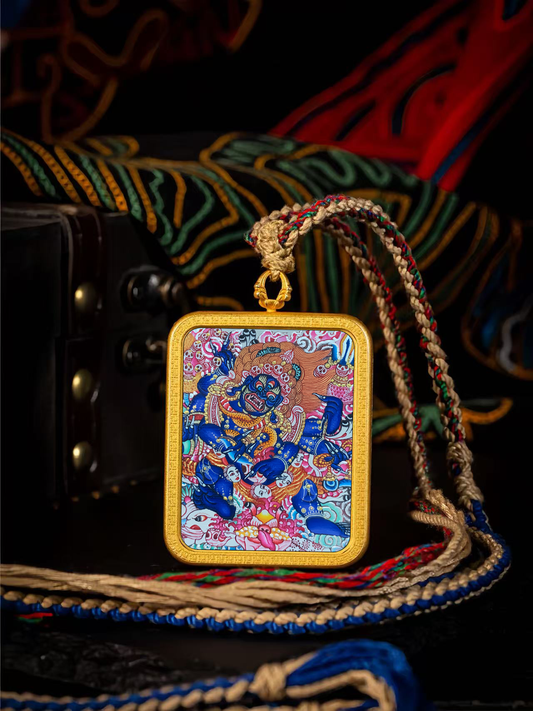 Golden Vajra Mirror Six-armed big black sky Tangka symbolizes material wealth, blessing wealth, intellectual wealth, the ability to protect wealth