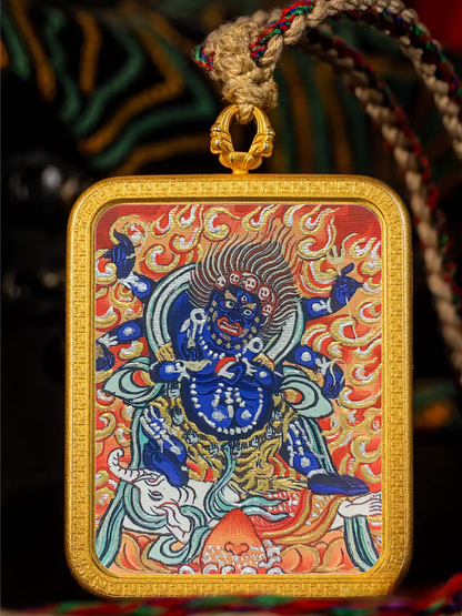 Golden Vajra Mirror Six-armed big black sky Tangka symbolizes material wealth, blessing wealth, intellectual wealth, the ability to protect wealth