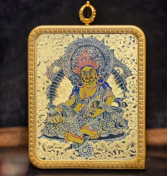 Golden Vajra Mirror Huang Caishen Thangka symbolizes the prosperity of wealth.