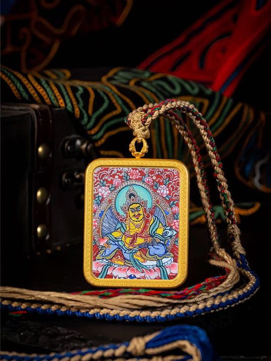 Golden Vajra Mirror Huang Caishen Thangka symbolizes the prosperity of wealth.