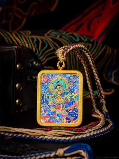 Golden Vajra Mirror The five-way god of wealth Tangka symbolizes the comprehensive balance of wealth from all directions, including spiritual wealth and good health.