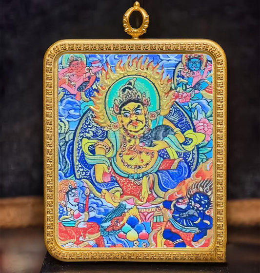 Golden Vajra Mirror The five-way god of wealth Tangka symbolizes the comprehensive balance of wealth from all directions, including spiritual wealth and good health.
