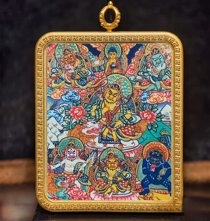 Golden Vajra Mirror The five-way god of wealth Tangka symbolizes the comprehensive balance of wealth from all directions, including spiritual wealth and good health.