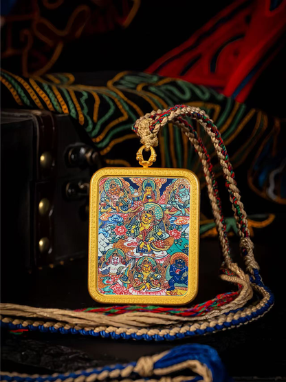 Golden Vajra Mirror The five-way god of wealth Tangka symbolizes the comprehensive balance of wealth from all directions, including spiritual wealth and good health.
