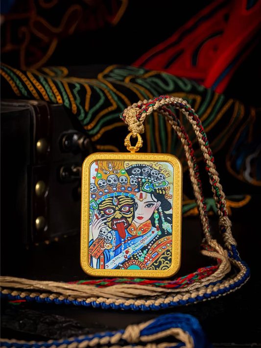 Golden Vajra Mirror Zakiram Thangka It symbolizes attracting wealth and treasure, disaster relief and family harmony.
