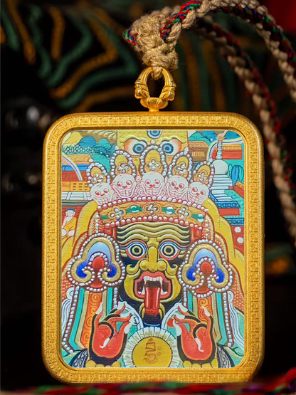 Golden Vajra Mirror Zakiram Thangka It symbolizes attracting wealth and treasure, disaster relief and family harmony.