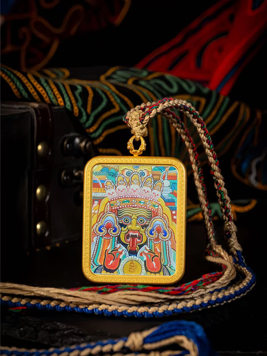 Golden Vajra Mirror Zakiram Thangka It symbolizes attracting wealth and treasure, disaster relief and family harmony.